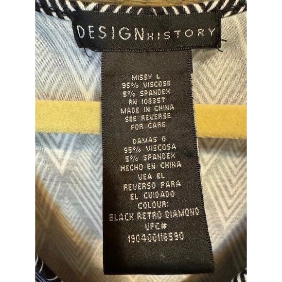 Ladies DESIGN HISTORY LRG Black White Geometric Hem Sleeveless Dress Party EUC - Picture 5 of 11